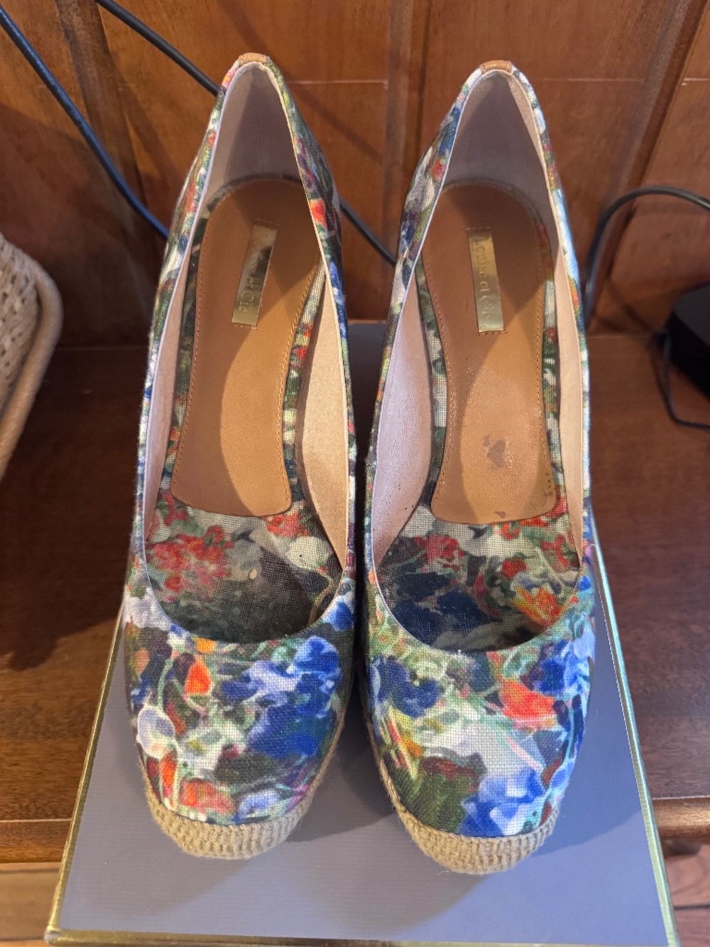 Louise et Cie Tropical Floral Espadrille Wedge Pumps (Size 10M)
